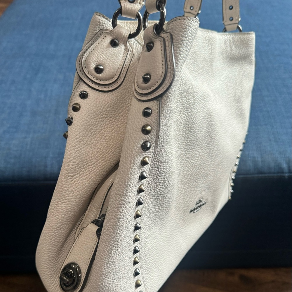 Coach Chalk Leather Studded Women's Bag